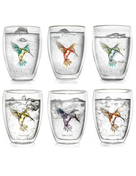 Creano - Dubbelwandige Theeglazen Hummingbird (3 kleuren)