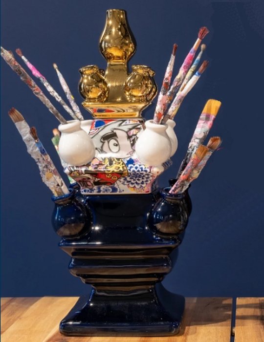Heinen Delfts Blauw - Stapelgekte Vaas Blauw - Goud