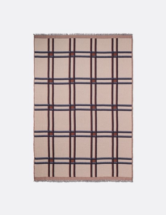 Ferm Living - Checked Wool Blend Deken Beige