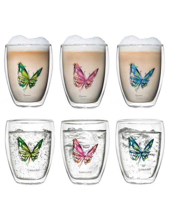 Creano Dubbelwandige Theeglazen Vlinder