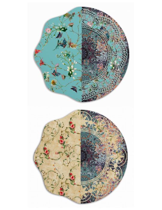 Emily Evans - Florecido Romantic Blue + Beige Placemat